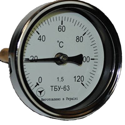 Термометр биметаллический 0 - 120 °С осевой НР63 мм TB63-120T50 фото