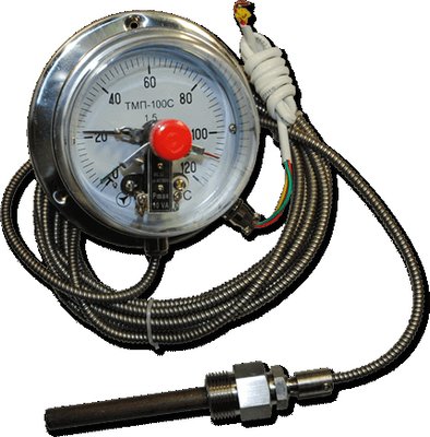 Термометр манометричний сигналізуючий 0-120 °С, НР100 мм, капіляр 2,5 м TMP100S2K5G120 фото